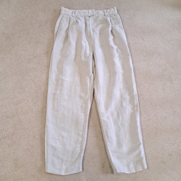 H&M Cream Pants Womens Size 8 Linen Blend Trousers Pleated Lightweight Neutral - Picture 12 of 12